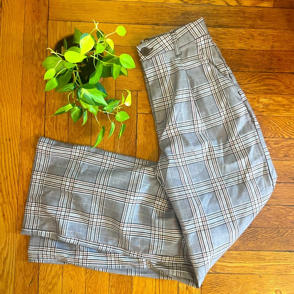 H&M wide leg plaid trousers NWOT
